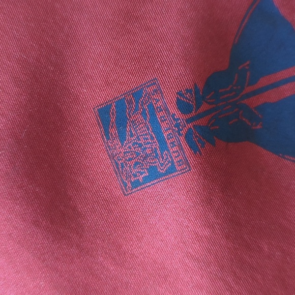 Burberrys Authentic Burgundy w Navy Trim Silk Scarf Vintage 26" x 26" - Picture 9 of 13